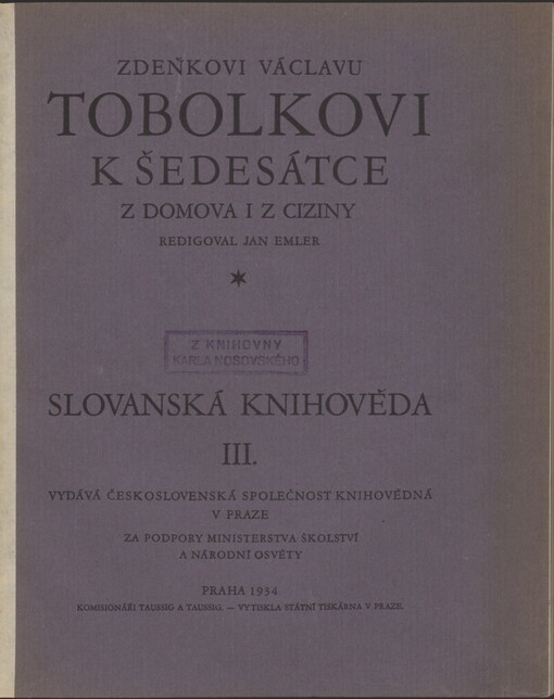 Zd.V. Tobolkovi k šedesátce z domova i z ciziny