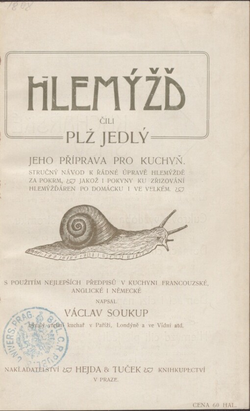 Hlemýžď čili plž jedlý a jeho příprava pro kuchyň