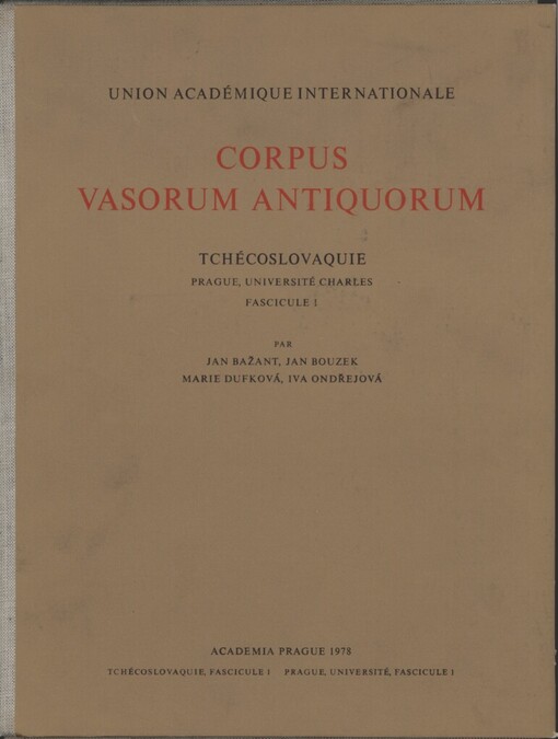 Corpus Vasorum Antiquorum :Tchécoslovaquie.Fascicule 1