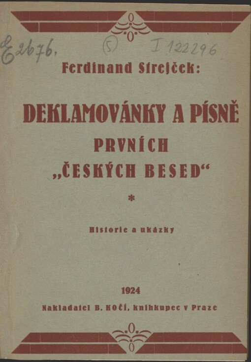 Deklamovánky a písně prvních českých besed :historie a ukázky