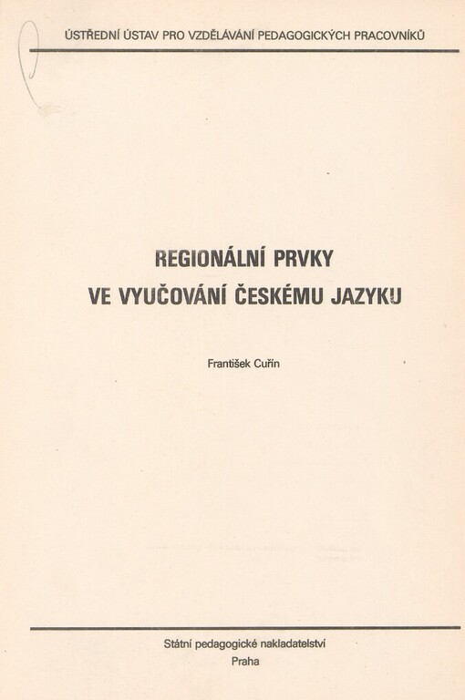 Regionální prvky ve vyučování českému jazyku