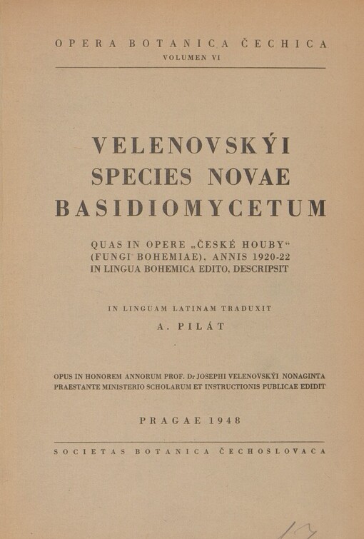 Species novae basidiomycetum: quas in opere 