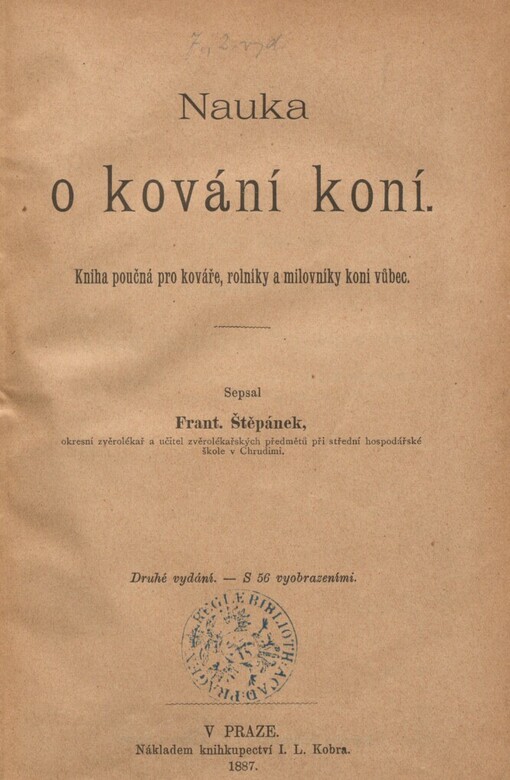 Nauka o kování koní: kniha poučná pro kováře, rolníky a milovníky koní vůbec