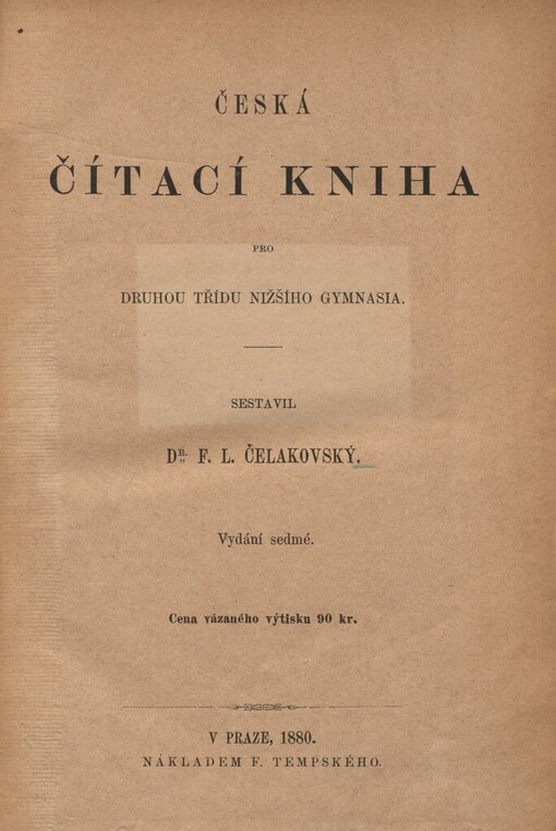Česká čítací kniha pro druhou třídu nižšího gymnasia