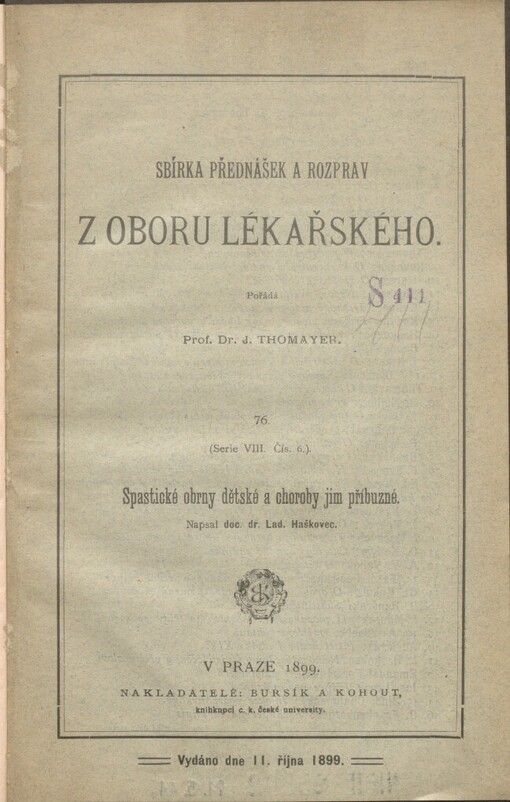 Spastické obrny dětské a choroby jim příbuzné