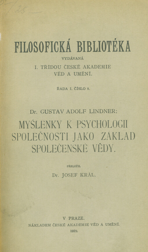 Myšlenky k psychologii společnosti jako základ společenské vědy: O utajených představách