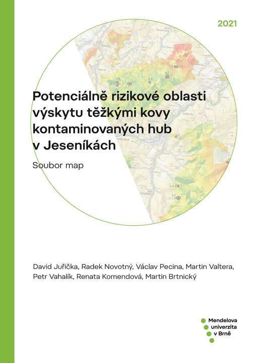 Potenciálně rizikové oblasti výskytu těžkými kovy kontaminovaných hub v Jeseníkách : soubor map : specializovaná mapa s odborným obsahem