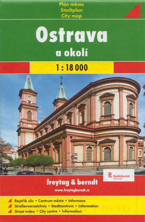 Ostrava plán města 1:18^000 : centrum města, rejstřík ulic, mapa okolí