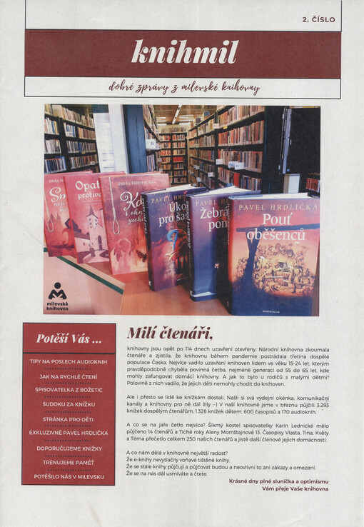 Knihmil : dobré zprávy z milevské knihovny