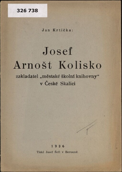 Josef Arnošt Kolisko zakladatel 