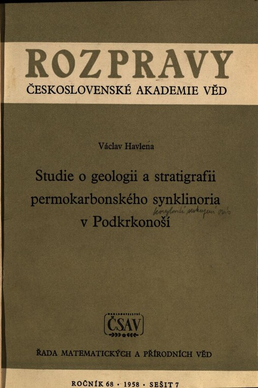 Studie o geologii a stratigrafii permokarbonského synklinoria v Podkrkonoší