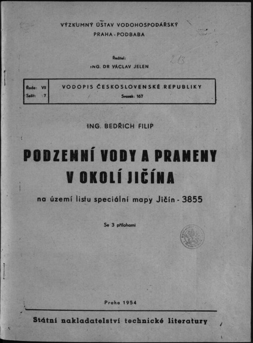 Podzemní vody a prameny v okolí Jičína na území listu speciální mapy Jičín - 3855
