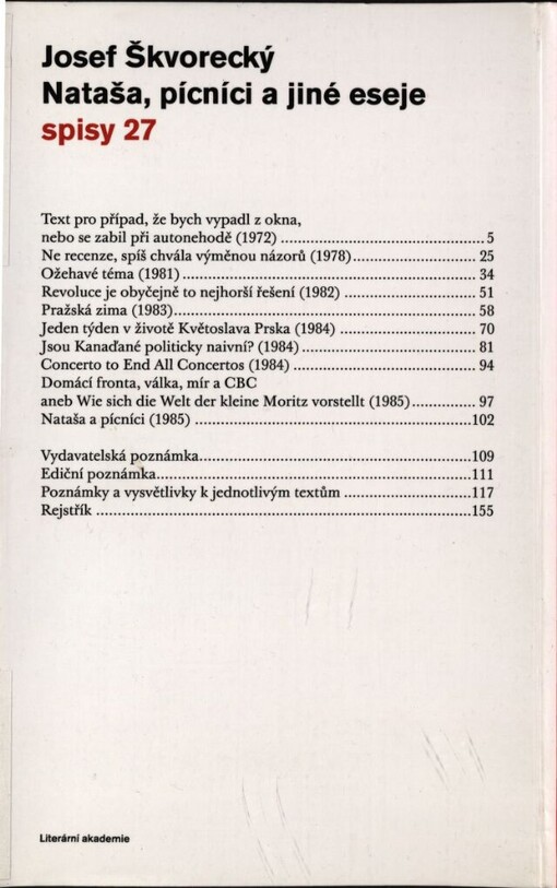 Nataša, pícníci a jiné eseje