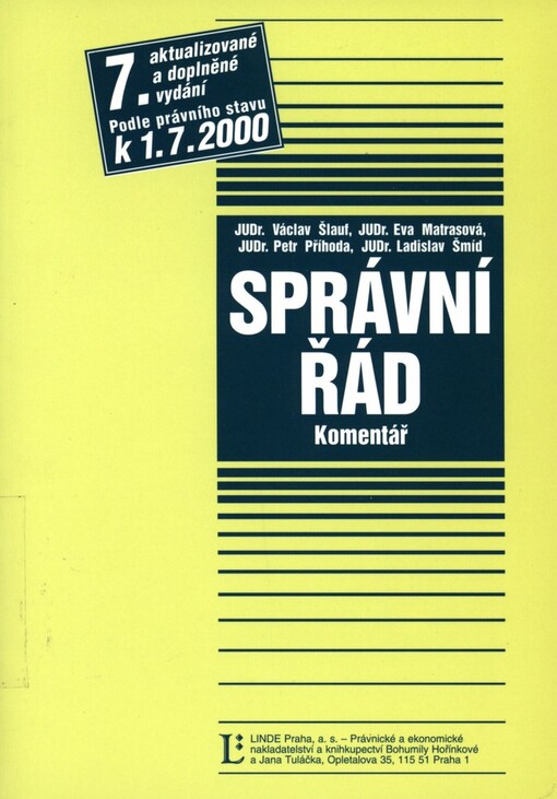 Správní řád: komentář : podle stavu k 1.7.2000