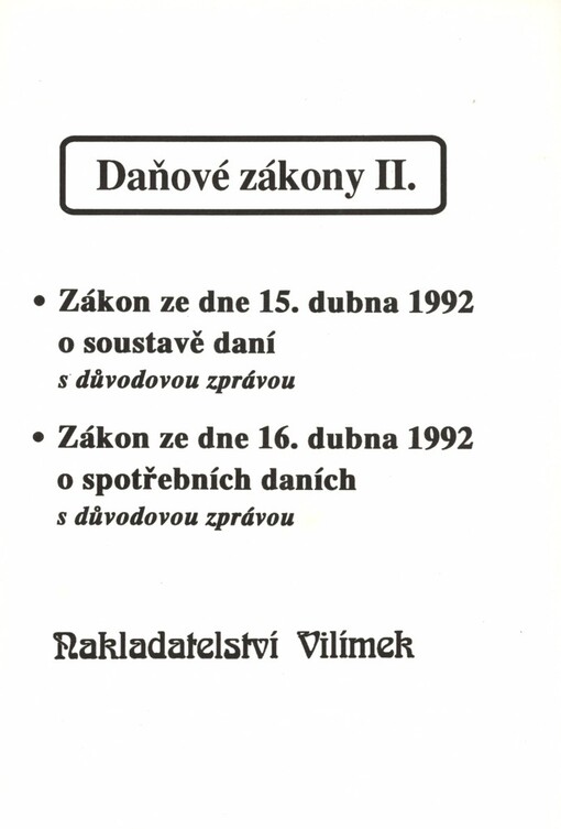 Daňové zákony II