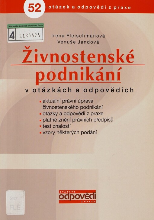 Živnostenské podnikání v otázkách a odpovědích: [52 otázek a odpovědí z praxe]