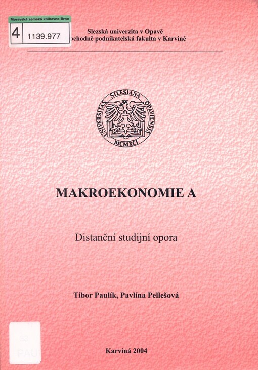 Makroekonomie A: distanční studijní opora