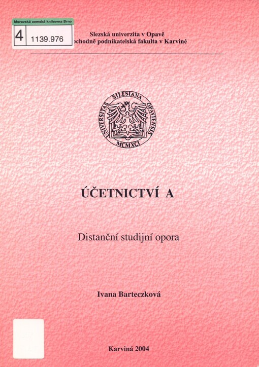 Účetnictví A: distanční studijní opora