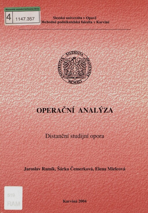 Operační analýza: distanční studijní opora