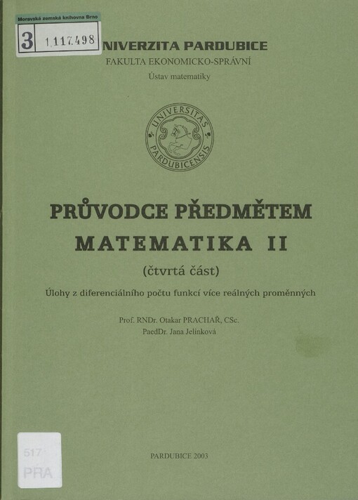 Průvodce předmětem Matematika II