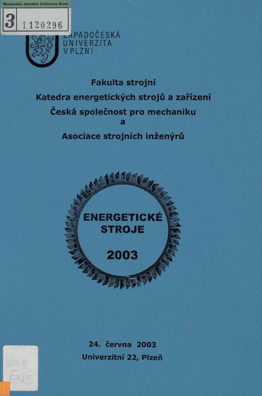 Energetické stroje 2003: proudění - sdílení tepla : 24. června 2003, Plzeň