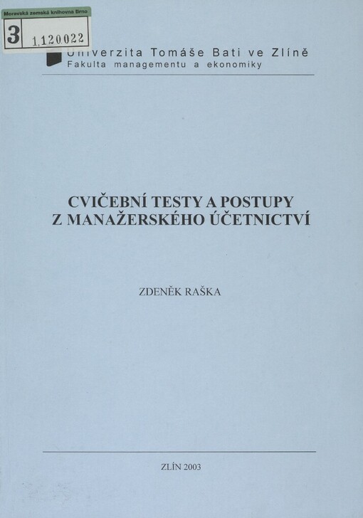 Cvičební testy a postupy z manažerského účetnictví