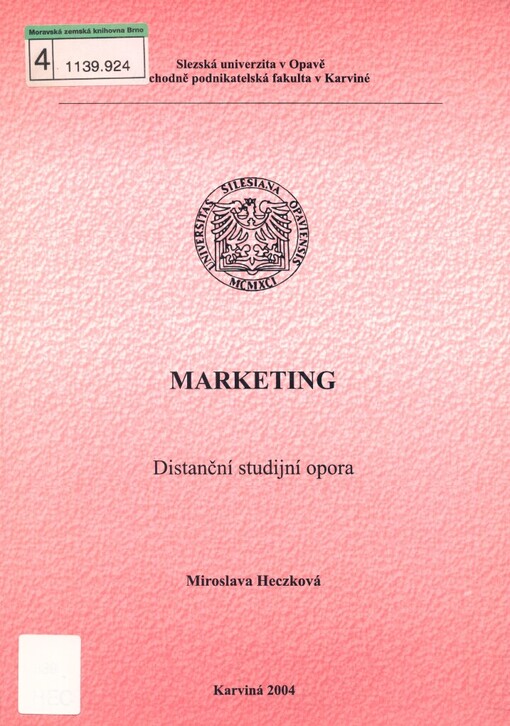 Marketing: distanční studijní opora