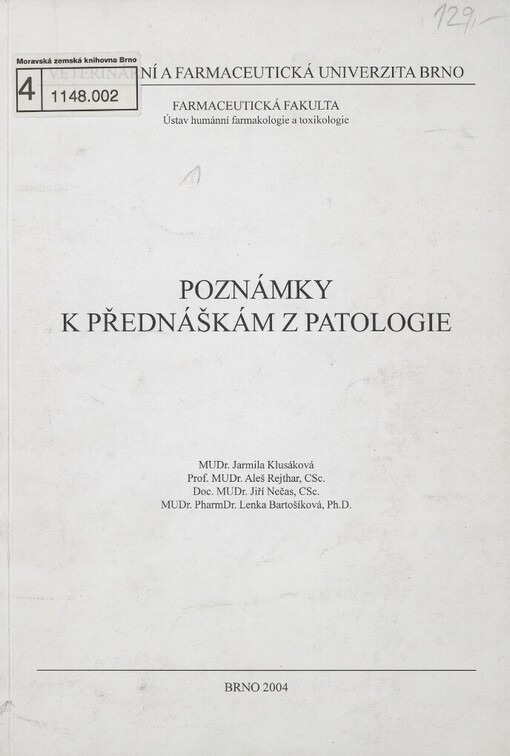 Poznámky k přednáškám z patologie