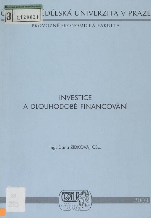 Investice a dlouhodobé financování