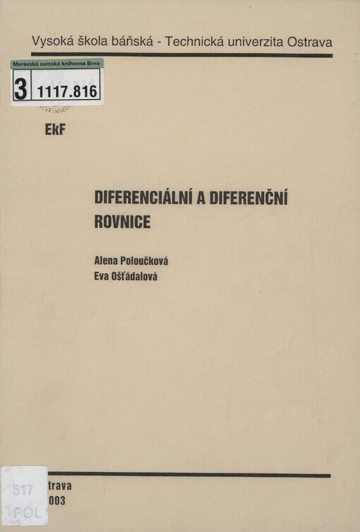 Diferenciální a diferenční rovnice