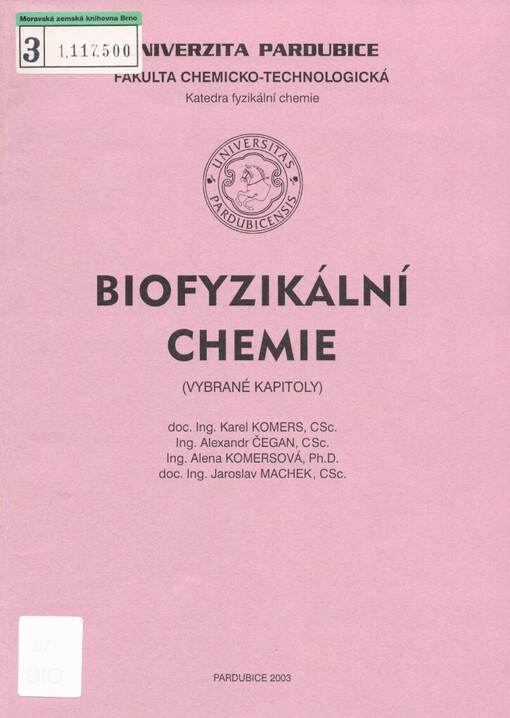 Biofyzikální chemie: (vybrané kapitoly)