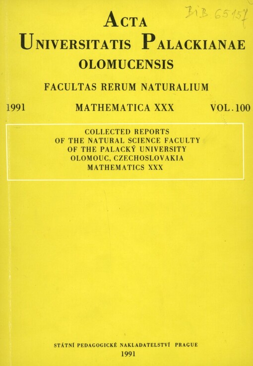 Acta Universitatis Palackianae Olomucensis. Facultas rerum naturalium. Mathematica =: Collected Reports of the Natural Science Faculty of the Palacký University Olomouc, Czechoslovakia. Mathematics