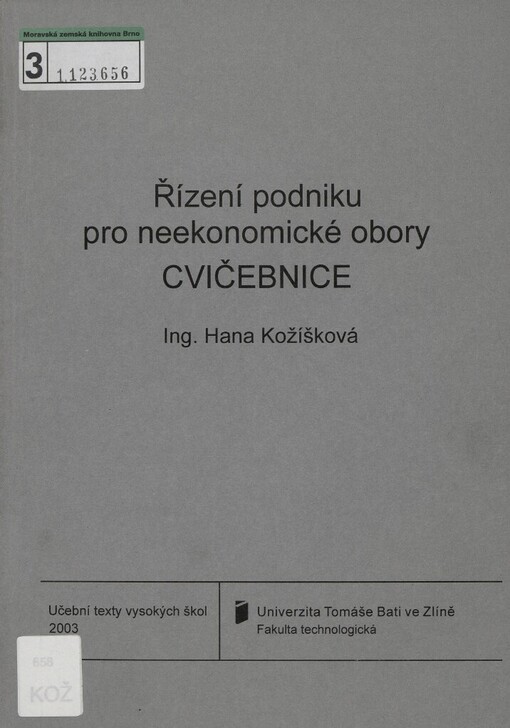 Řízení podniku pro neekonomické obory: cvičebnice