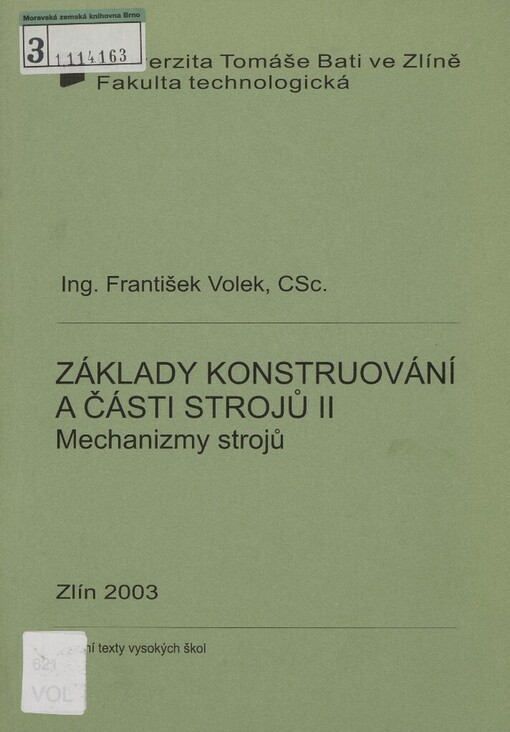 Základy konstruování a části strojů II: mechanizmy strojů