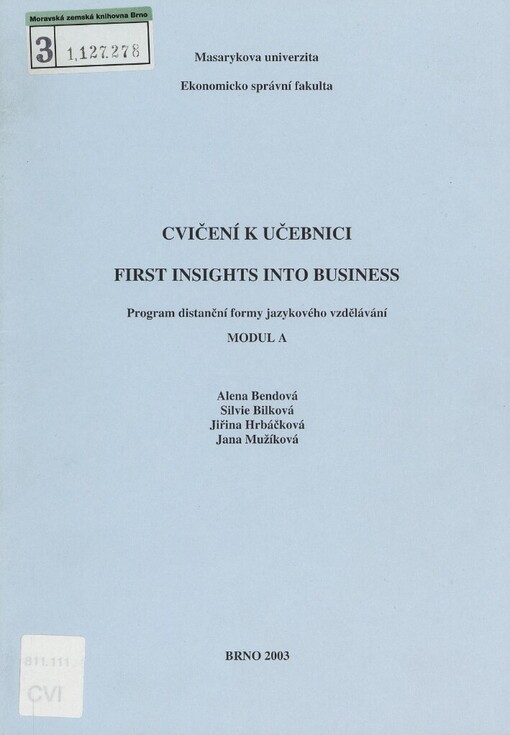 Cvičení k učebnici First insights into business: program distanční formy jazykového vzdělávání