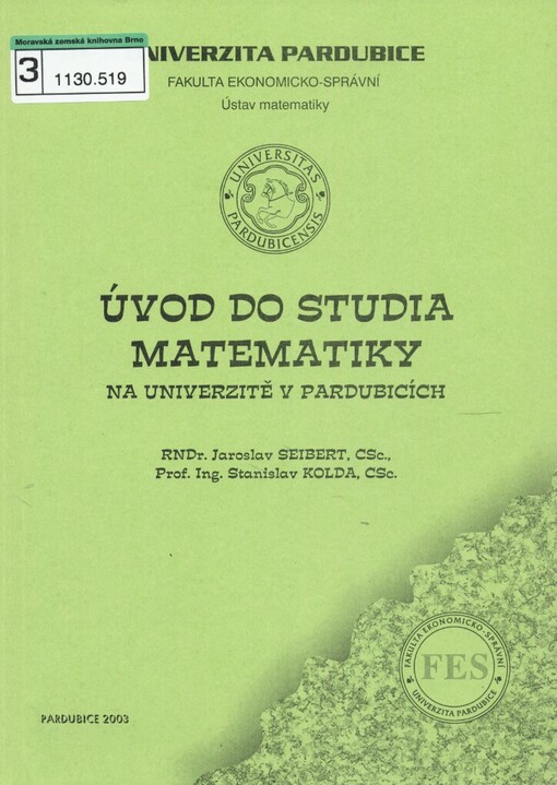 Úvod do studia matematiky na Univerzitě v Pardubicích