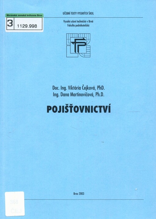 Pojišťovnictví, Vyd. 1.