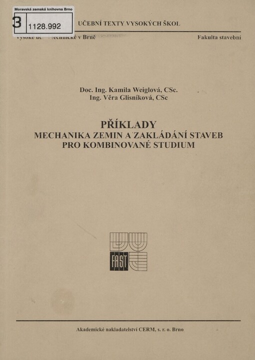 Příklady: mechanika zemin a zakládání staveb pro kombinované studium