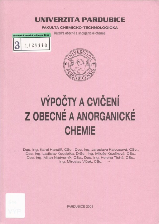 Výpočty a cvičení z obecné a anorganické chemie
