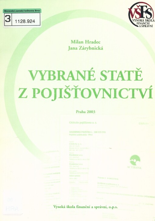 Vybrané statě z pojišťovnictví
