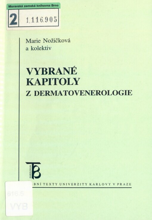 Vybrané kapitoly z dermatovenerologie: doplňkové skriptum