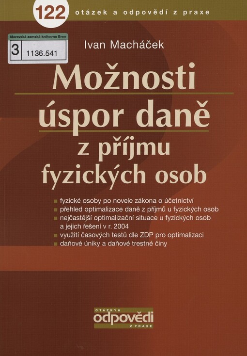 Možnosti úspor daně z příjmu fyzických osob: [podle právního stavu k 30. dubnu 2004]