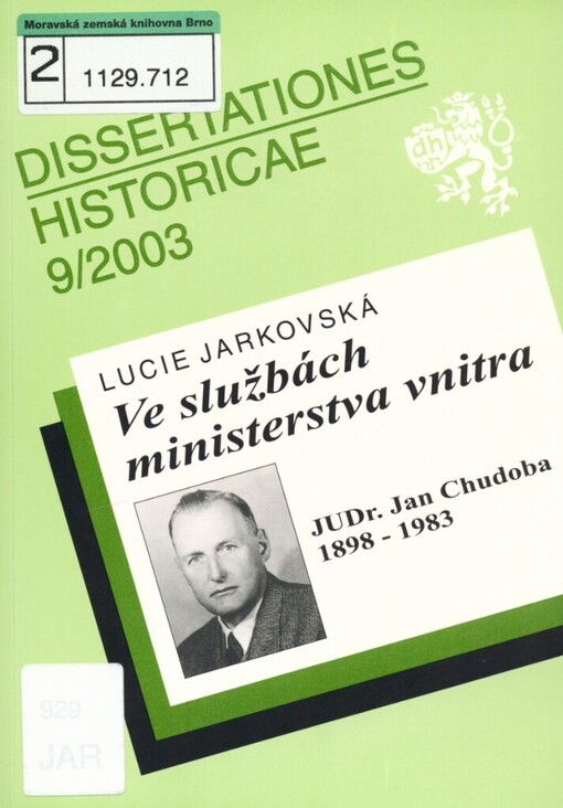 Ve službách ministerstva vnitra: JUDr. Jan Chudoba (1898-1983)