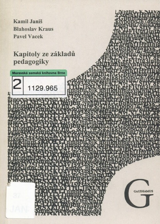Kapitoly ze základů pedagogiky: studijní text