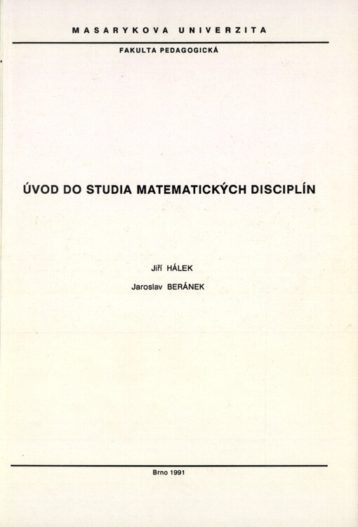 Úvod do studia matematických disciplín