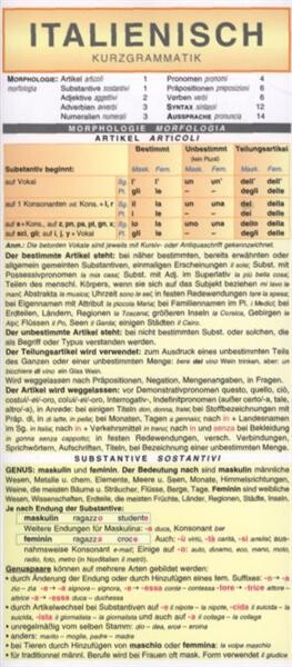 Italienisch : Kurzgrammatik