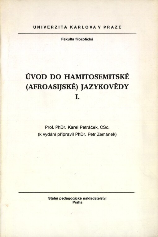 Úvod do hamitosemitské (afroasijské) jazykovědy: určeno pro posl. fak. filozof