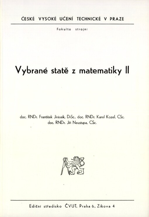 Vybrané statě z matematiky: určeno pro stud. fak. strojní