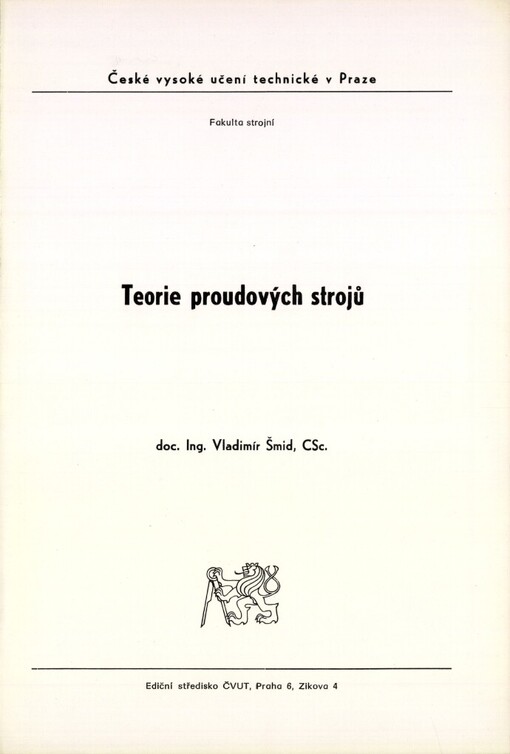 Teorie proudových strojů: Určeno pro stud. fak. strojní