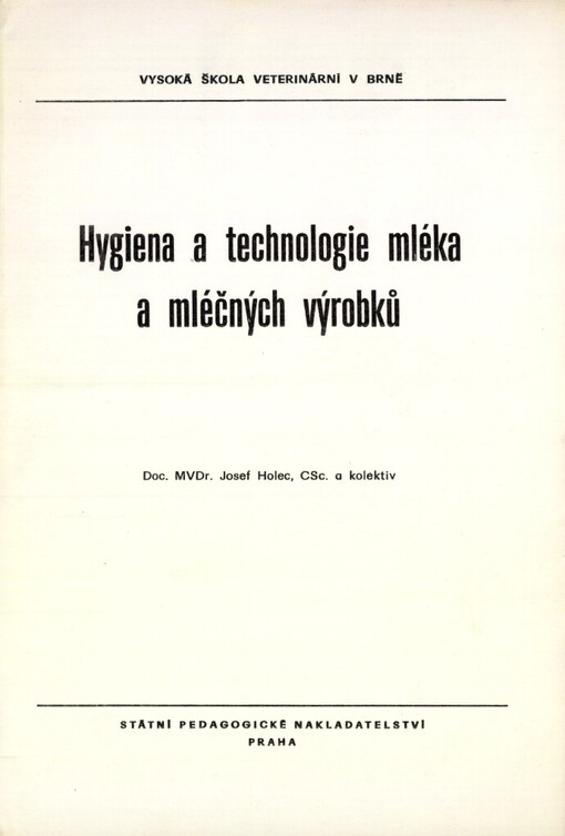 Hygiena a technologie mléka a mléčných výrobků